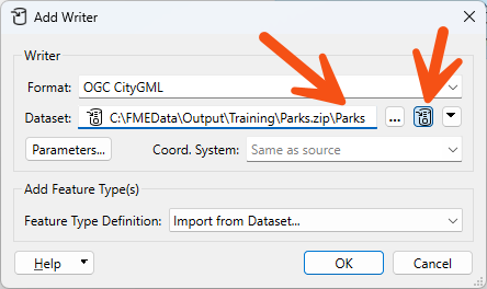Using the zip shortcut button